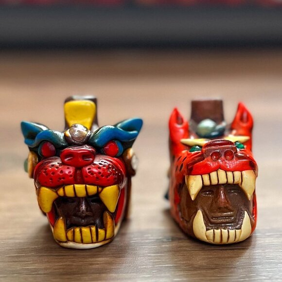 Handmade Original Mayan -Aztec Ceremonial Jaguar Clay Whistle (1) - Picture 2 of 8